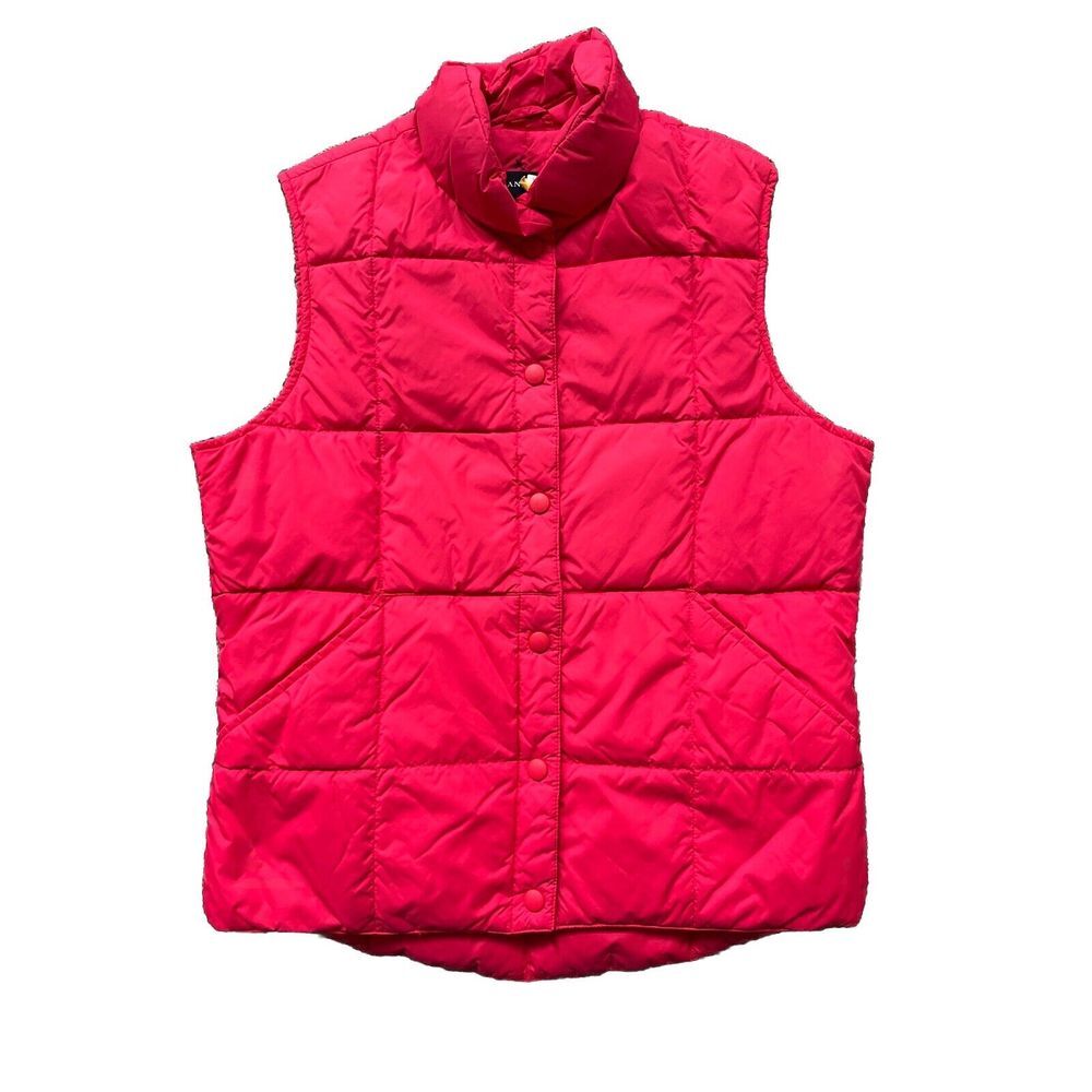 Lands End womens Small S 6-8 Goose Down Puffer Vest Hot Pink Pockets